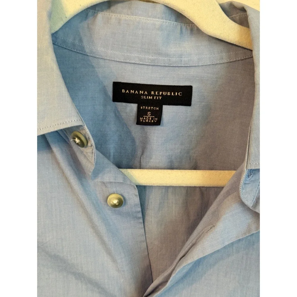 Banana Republic Button Down Mens Small Blue Excellent Slim Fit Stretch Shirt